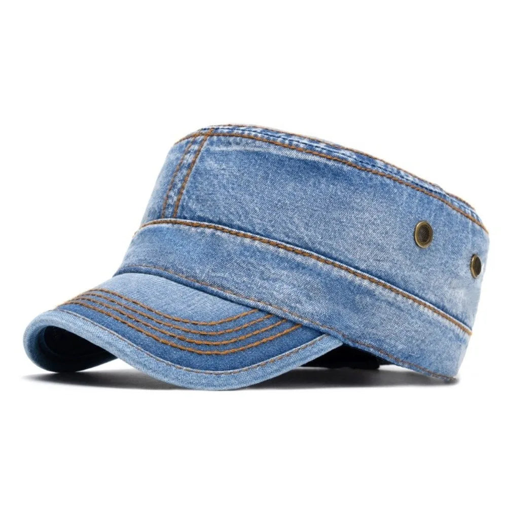 Cappello Cadetto in Denim Unisex con Visiera Rigida
