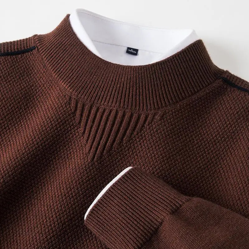 Maglione Uomo in Maglia Waffle con Profilo a Contrasto