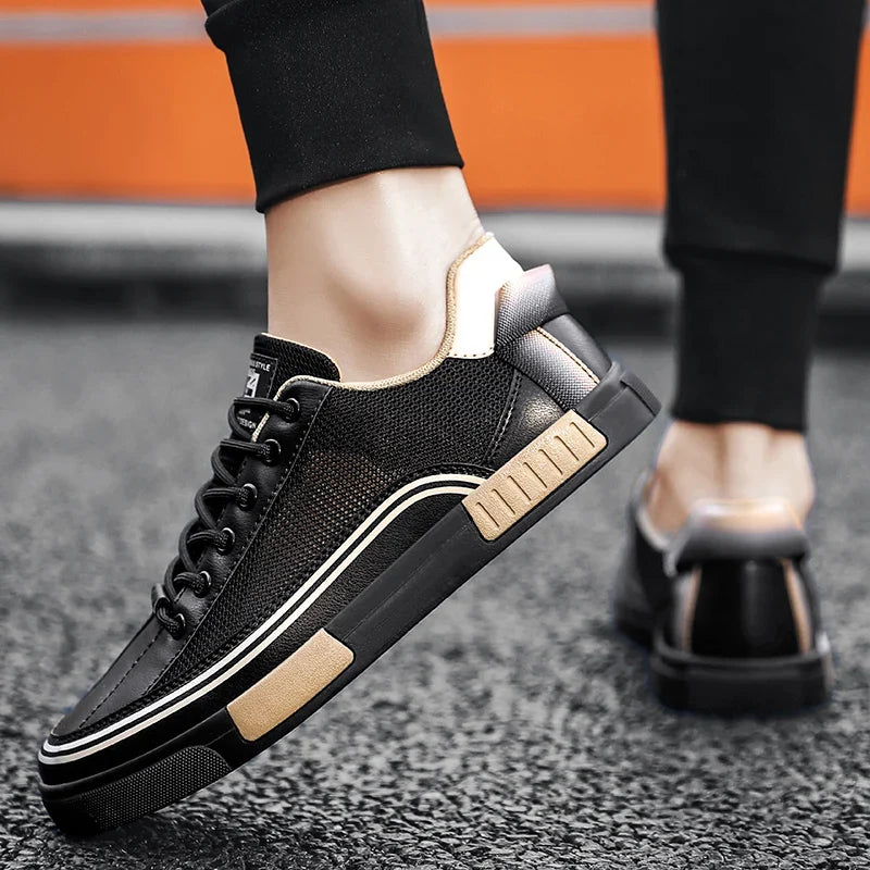 Sneaker Uomo Traspirante in Mesh con Dettagli in Pelle