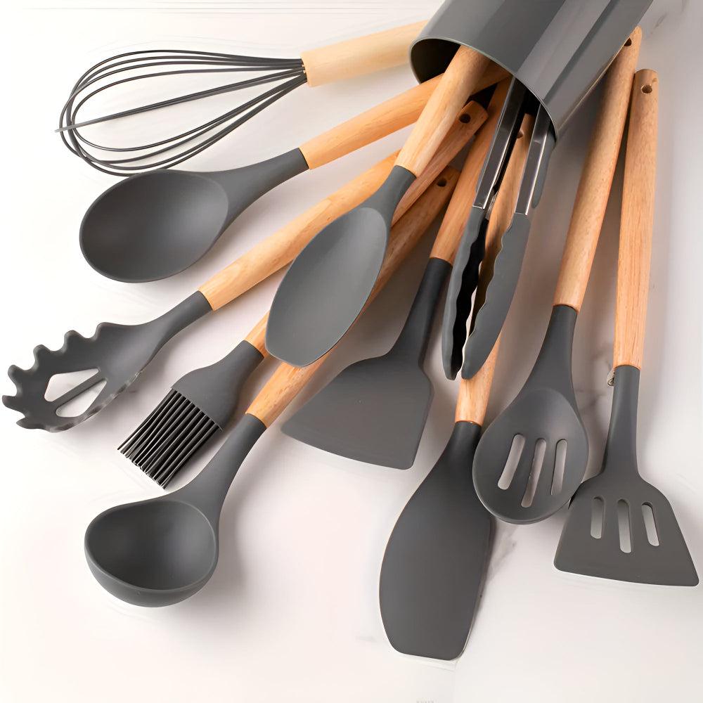 Silicone Cooking Utensils Set - 12pc Heat Resistant Kitchen Tools 1