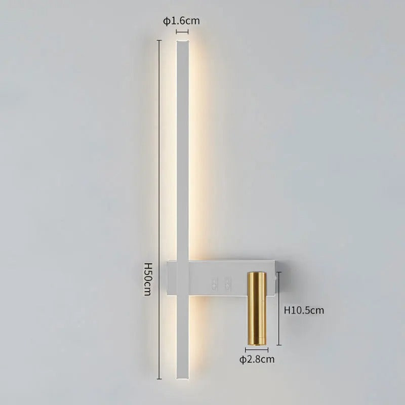 Lampada da Parete LED con Barra Verticale e Faretto Orientabile