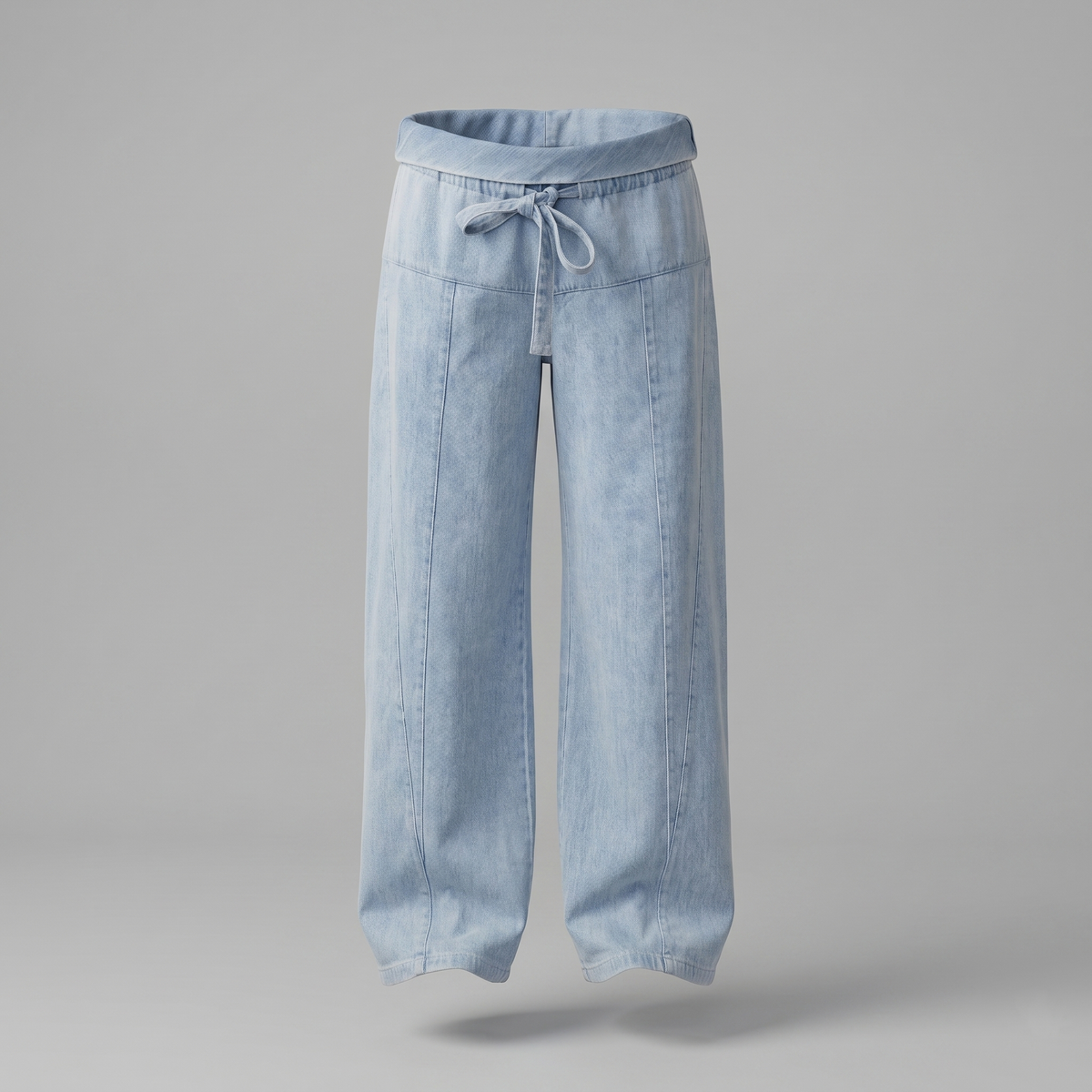 Jeans Premaman Donna a Gamba Larga in Denim di Cotone con Vita Regolabile