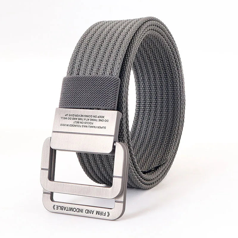 Unisex Canvas Riem met Dubbele Ring Gesp en Casual Gestreept Ontwerp 11