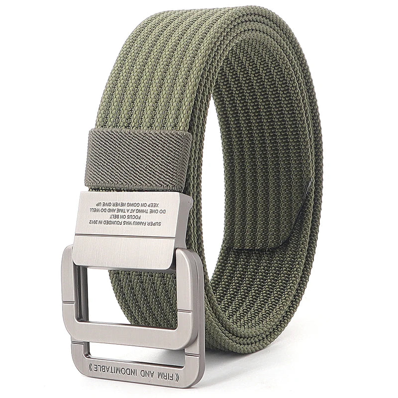 Unisex Canvas Riem met Dubbele Ring Gesp en Casual Gestreept Ontwerp 14