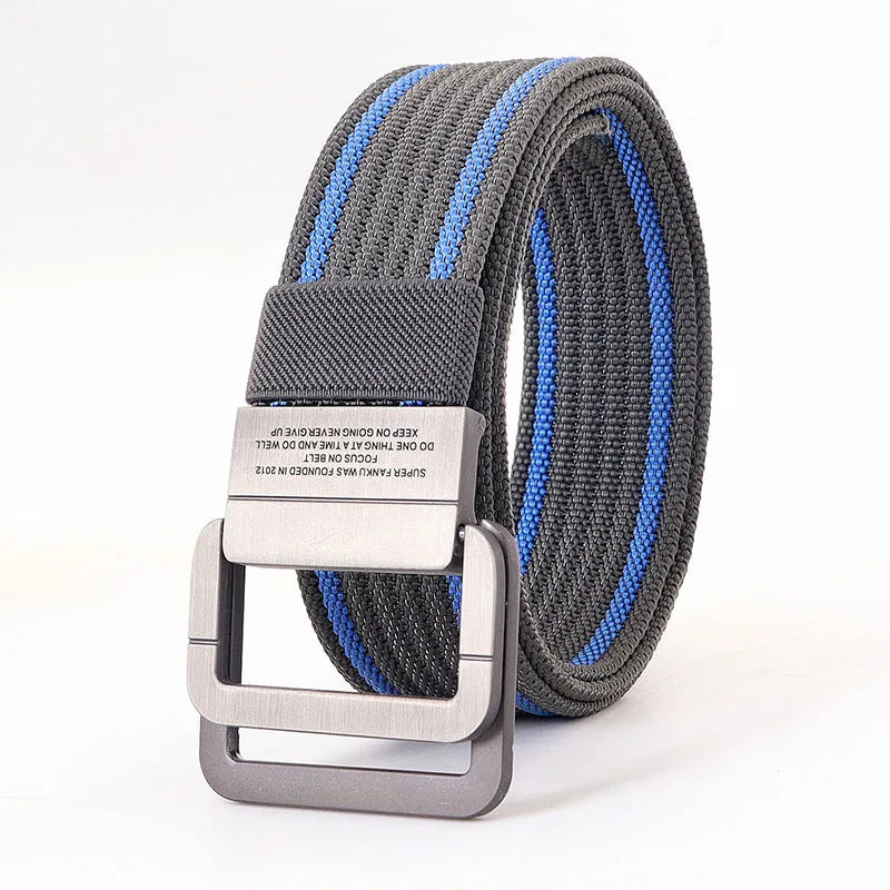 Unisex Canvas Riem met Dubbele Ring Gesp en Casual Gestreept Ontwerp 15