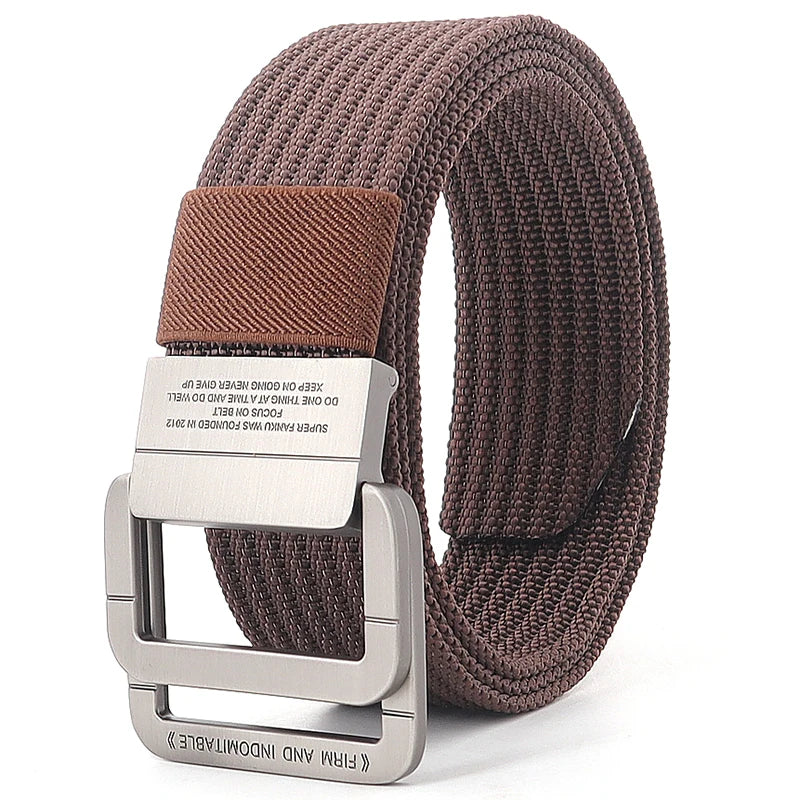 Unisex Canvas Riem met Dubbele Ring Gesp en Casual Gestreept Ontwerp 16