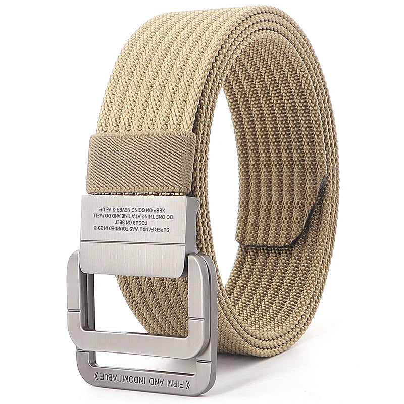 Unisex Canvas Riem met Dubbele Ring Gesp en Casual Gestreept Ontwerp 17