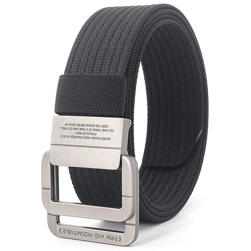 Unisex Canvas Riem met Dubbele Ring Gesp en Casual Gestreept Ontwerp 18