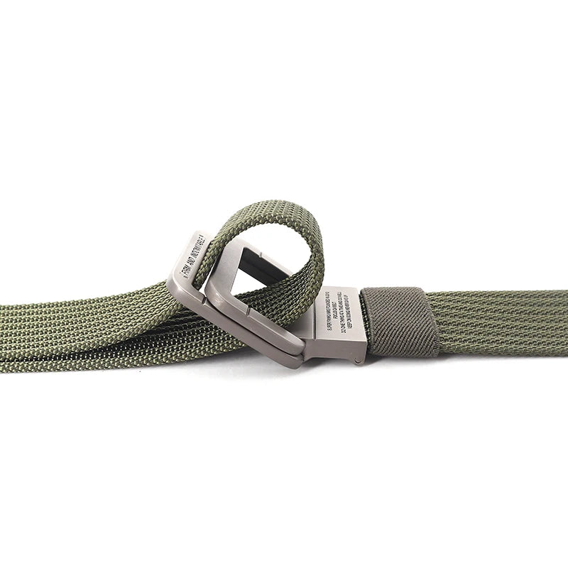 Unisex Canvas Riem met Dubbele Ring Gesp en Casual Gestreept Ontwerp 4