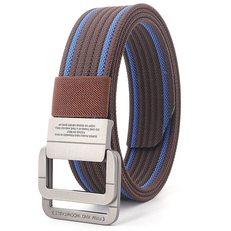Unisex Canvas Riem met Dubbele Ring Gesp en Casual Gestreept Ontwerp 6