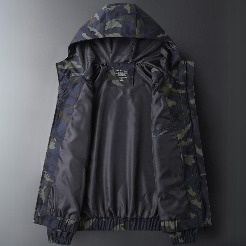 Giacca Uomo Impermeabile con Cappuccio e Zip Integrale