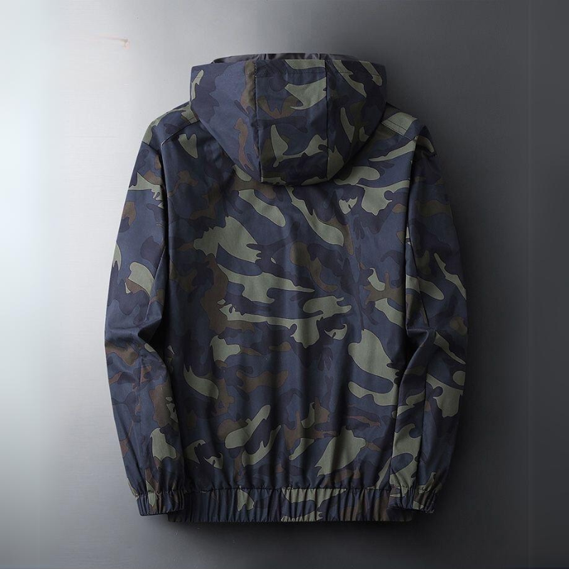 Giacca Uomo Impermeabile con Cappuccio e Zip Integrale
