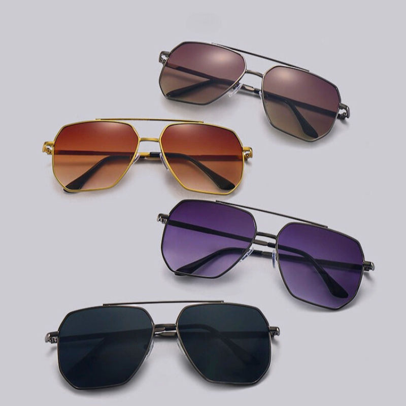 Occhiali da Sole Aviator Unisex con Montatura in Metallo e Lenti UV400