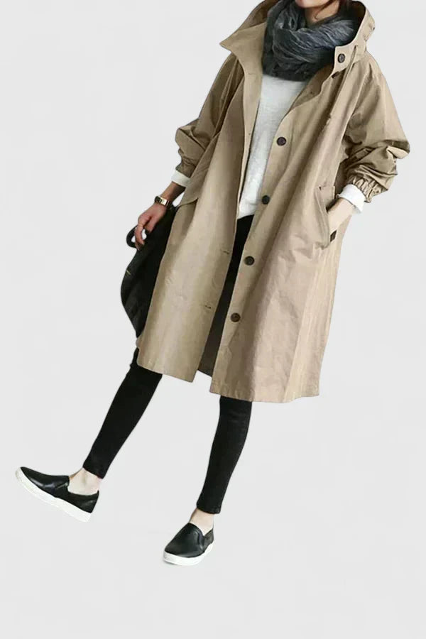 Cappotto Donna Oversize con Cappuccio Regolabile