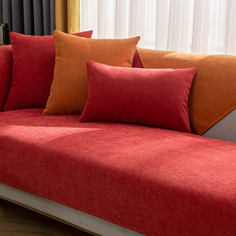 Copridivano in Chenille Antiscivolo con Fondo in Silicone