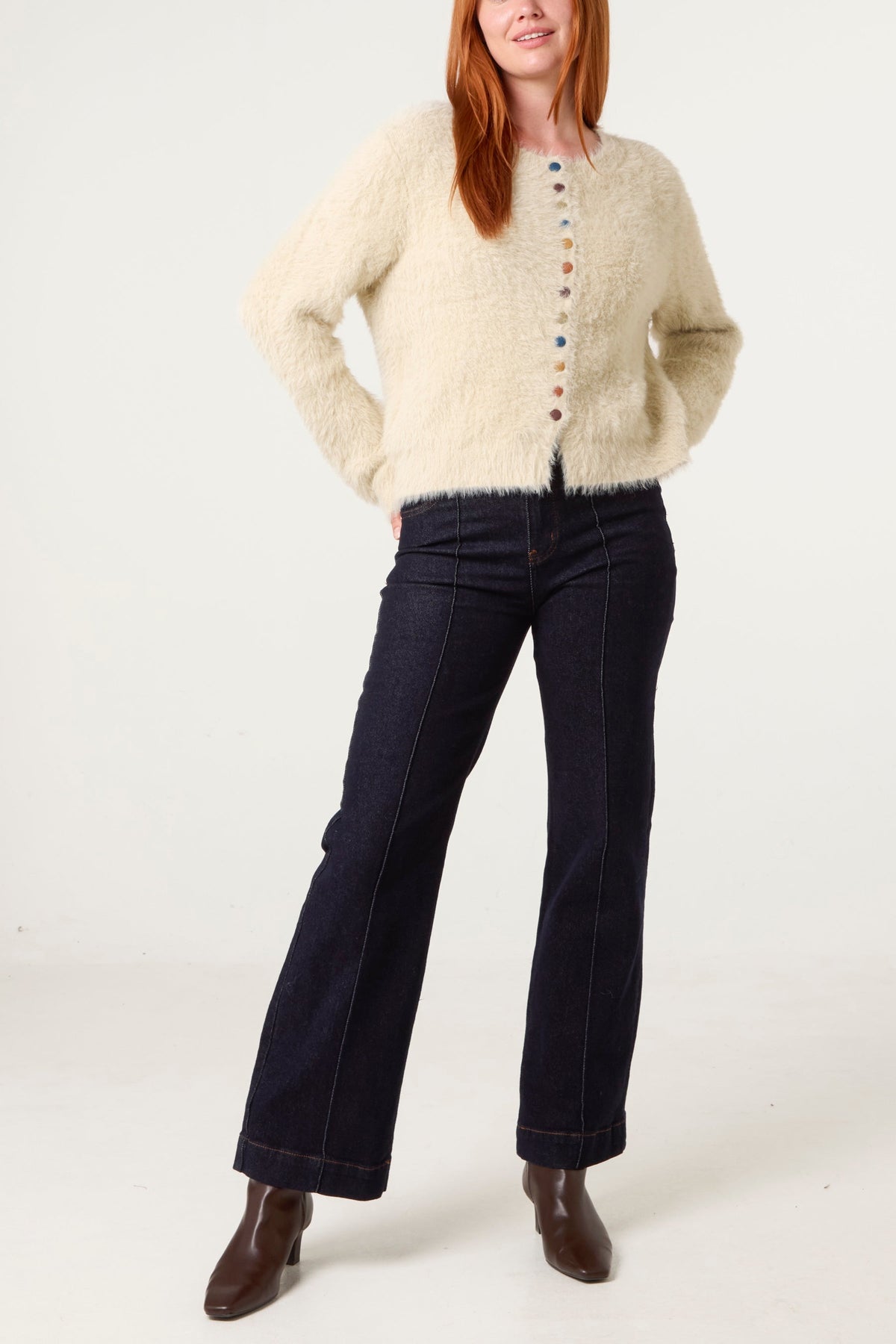 Cardigan Donna in Maglia con Bottoni Multicolore