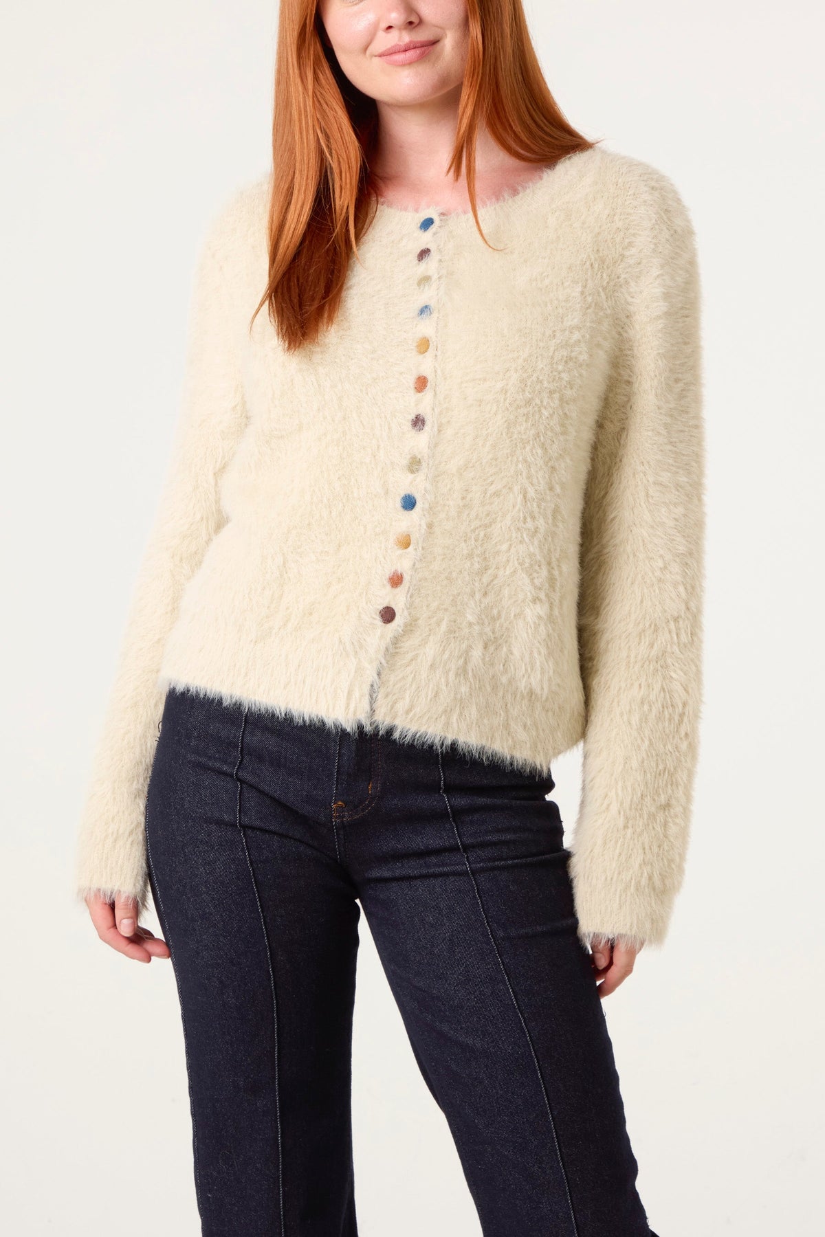 Cardigan Donna in Maglia con Bottoni Multicolore