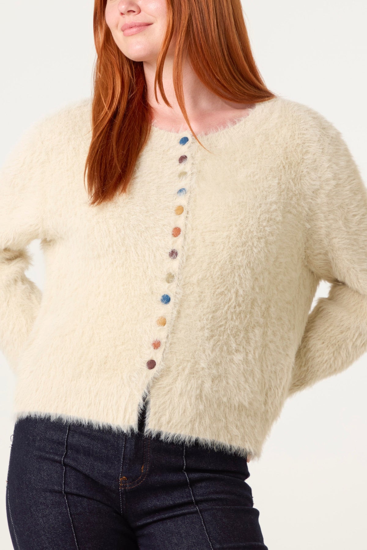 Cardigan Donna in Maglia con Bottoni Multicolore