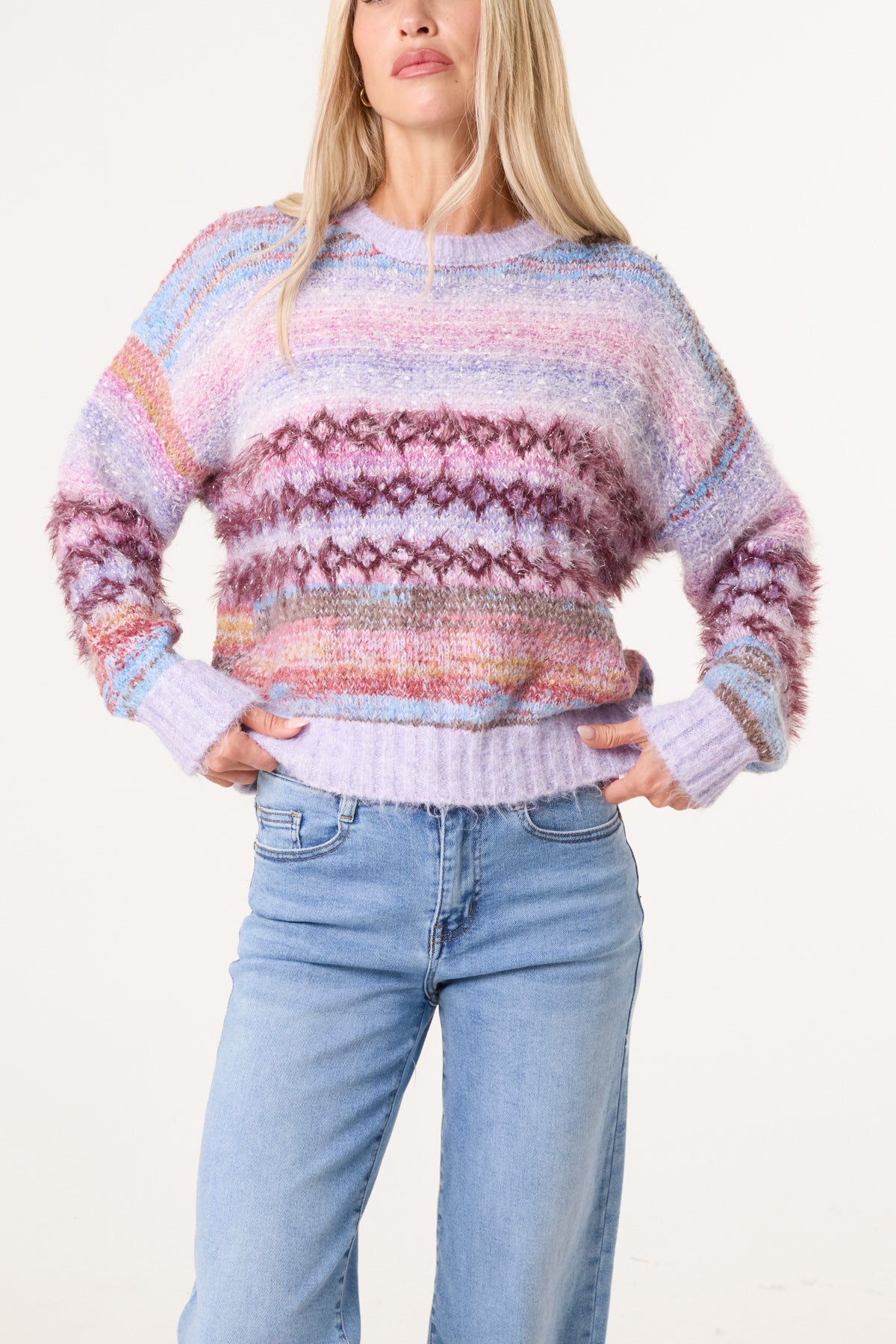 Maglione Donna a Righe Mélange in Misto Lana