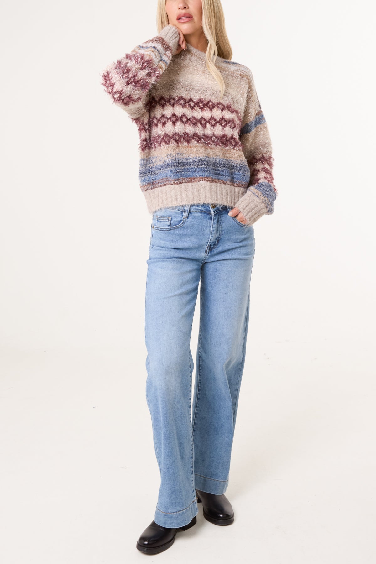 Maglione Donna a Righe Mélange in Misto Lana