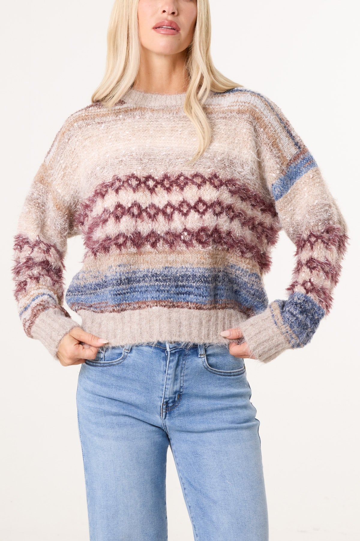 Maglione Donna a Righe Mélange in Misto Lana