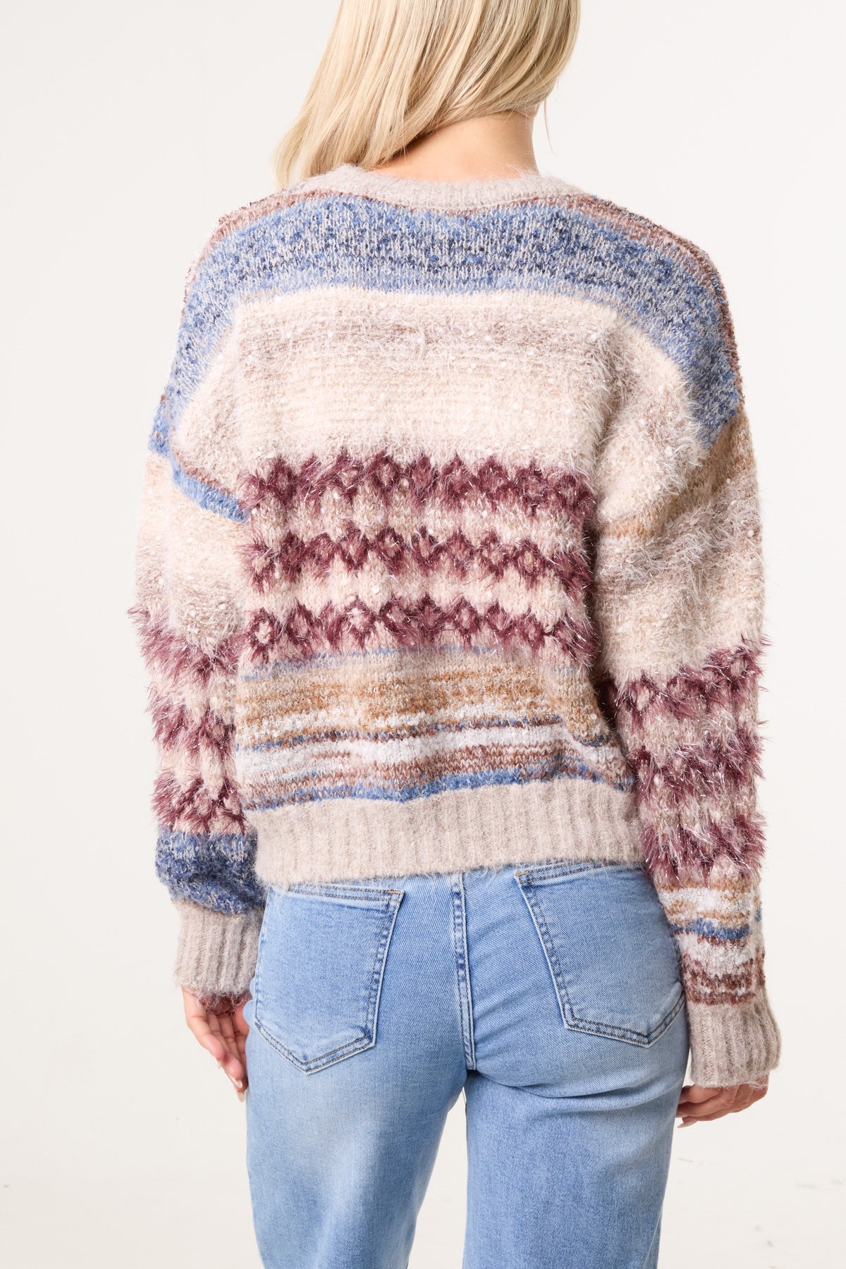 Maglione Donna a Righe Mélange in Misto Lana