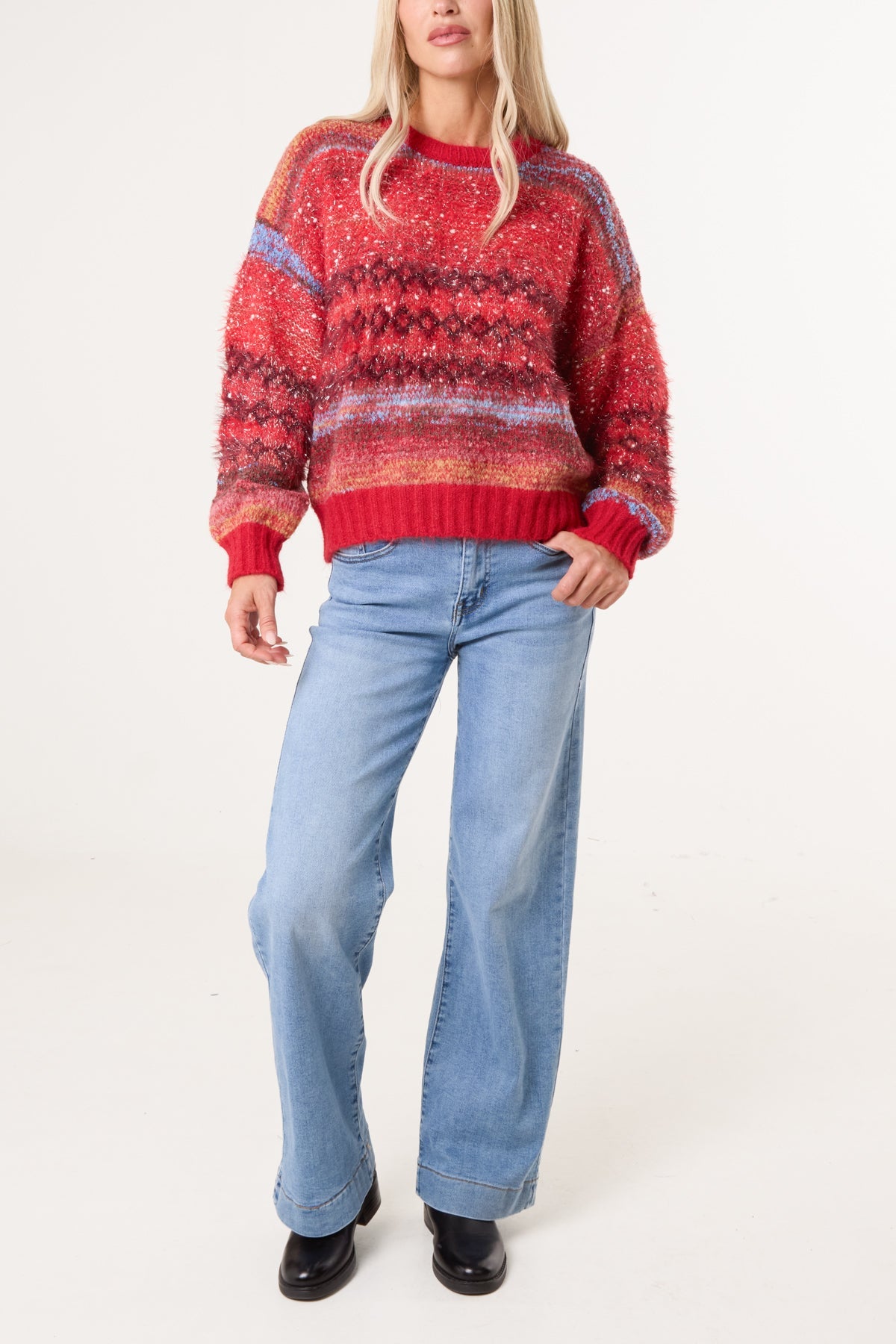 Maglione Donna a Righe Mélange in Misto Lana