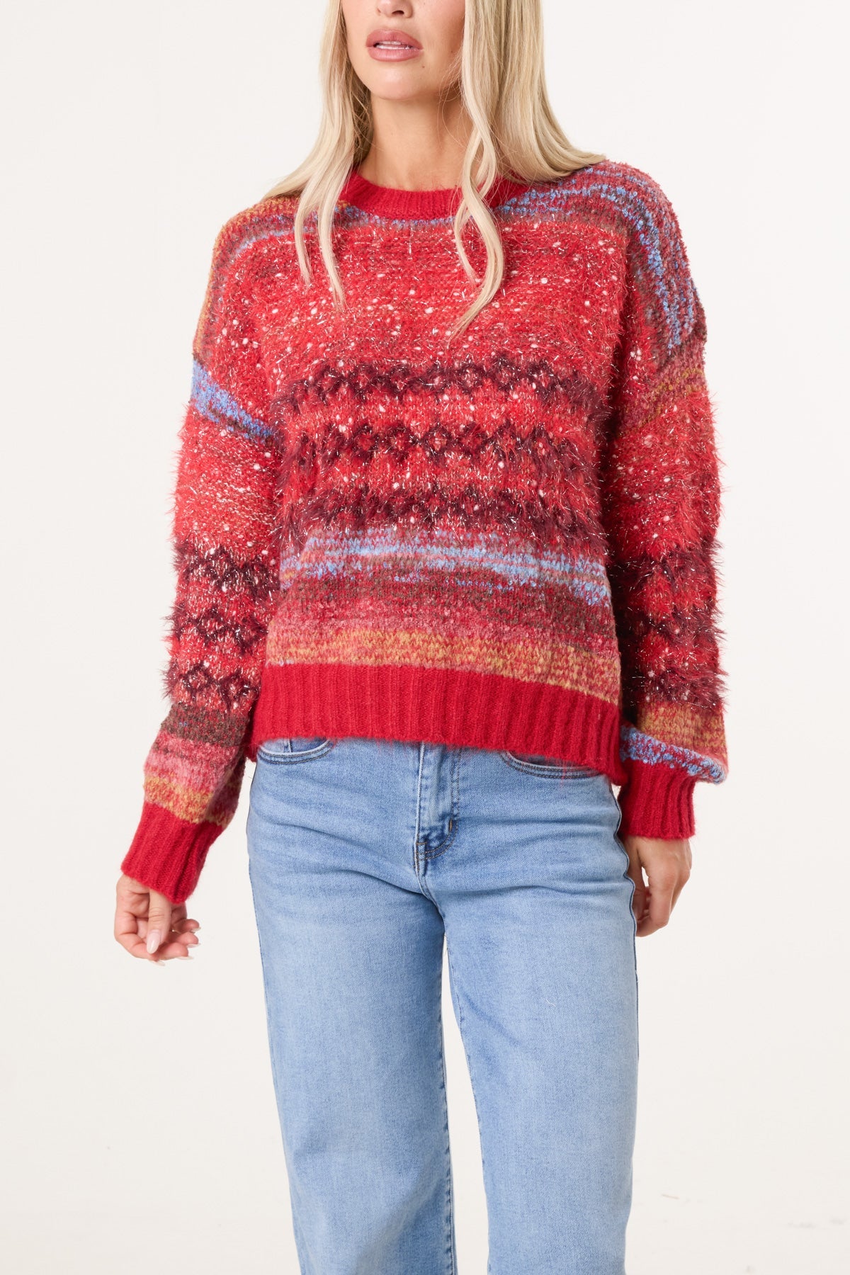 Maglione Donna a Righe Mélange in Misto Lana