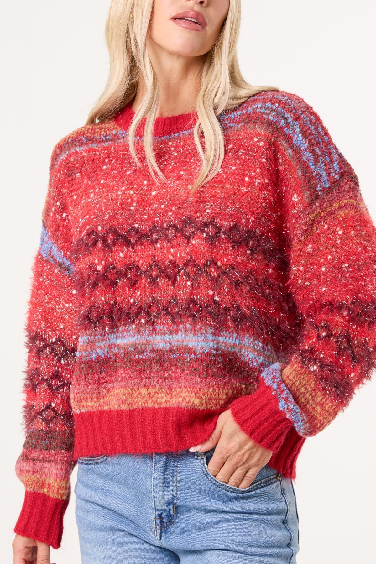 Maglione Donna a Righe Mélange in Misto Lana