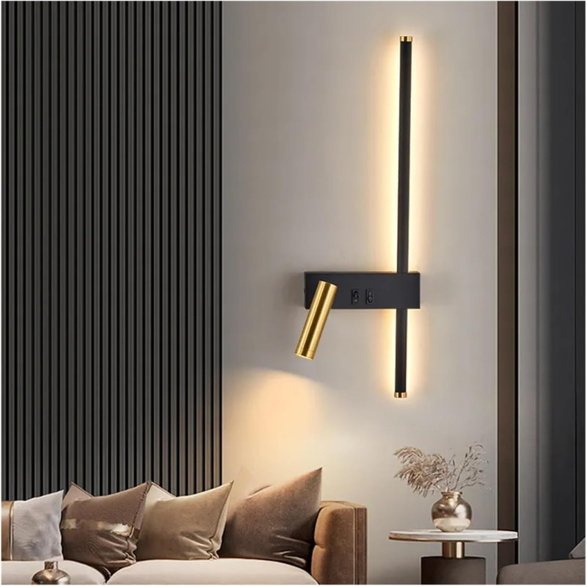 Lampada da Parete LED con Barra Verticale e Faretto Orientabile