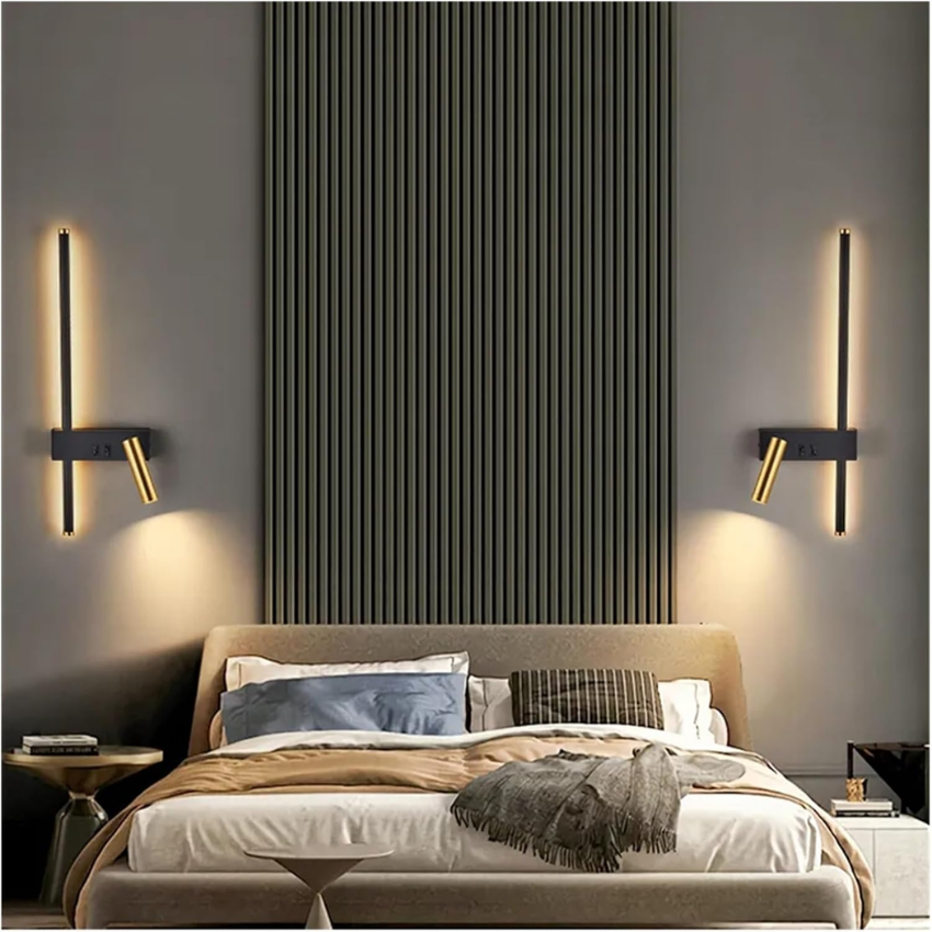 Lampada da Parete LED con Barra Verticale e Faretto Orientabile
