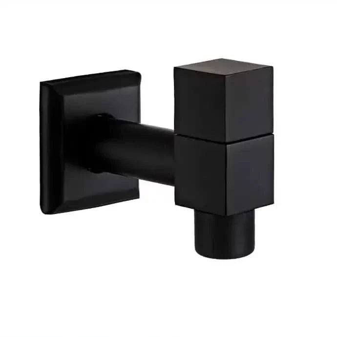 Rubinetto a Parete in Ottone Massiccio Nero Opaco per Cucina, Bagno e Giardino