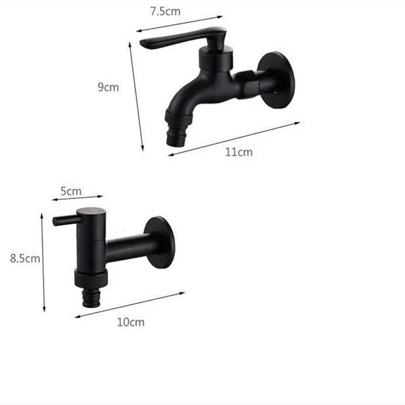 Rubinetto a Parete in Ottone Massiccio Nero Opaco per Cucina, Bagno e Giardino