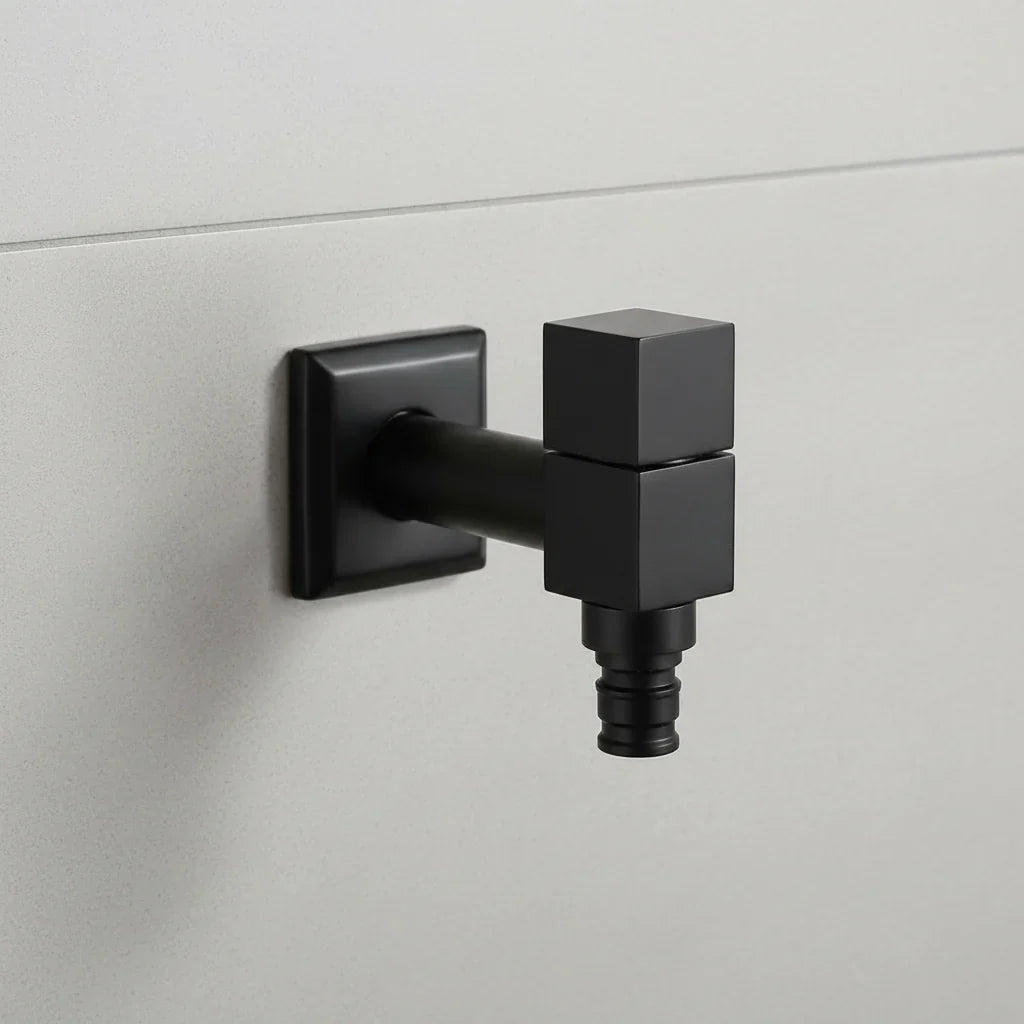 Rubinetto a Parete in Ottone Massiccio Nero Opaco per Cucina, Bagno e Giardino