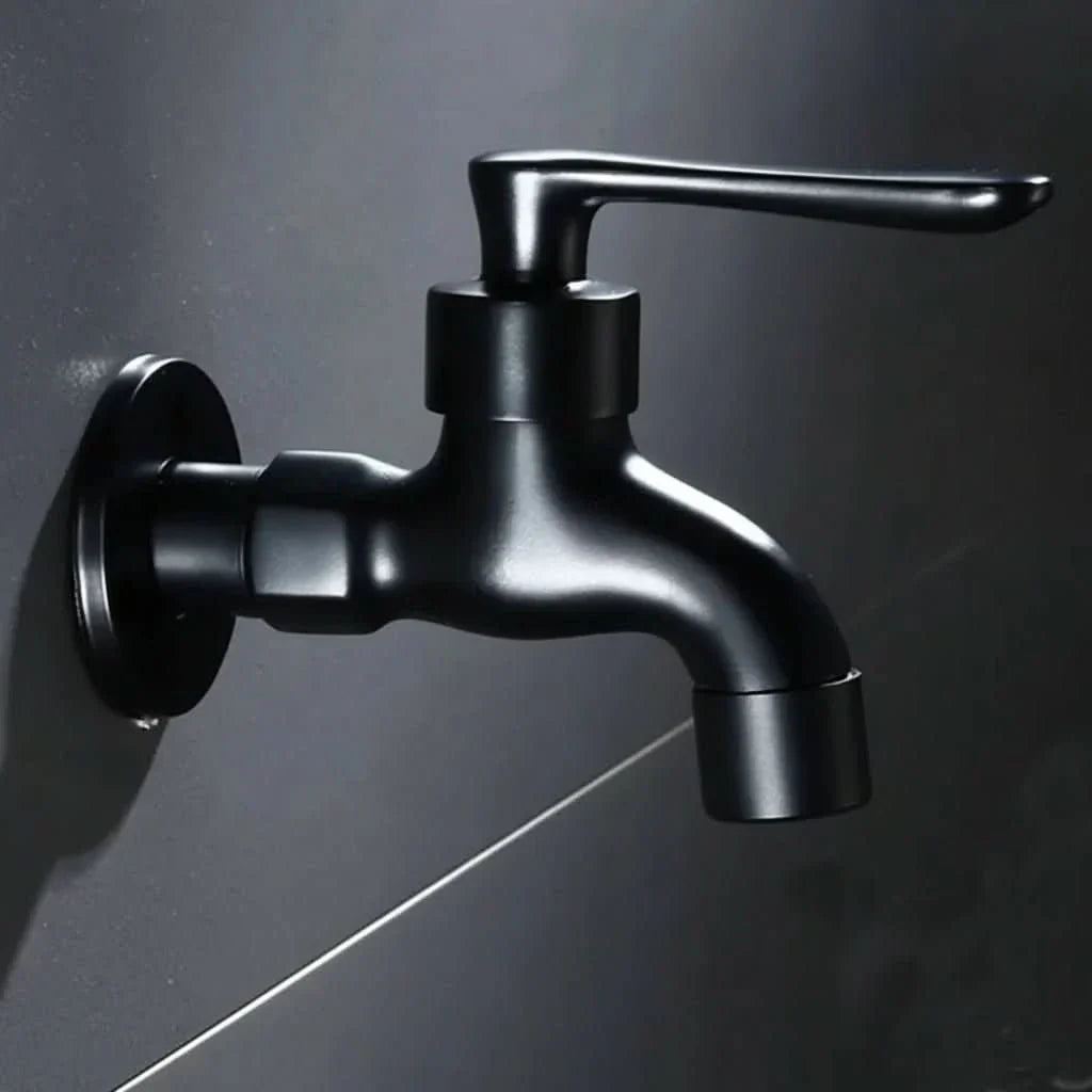 Rubinetto a Parete in Ottone Massiccio Nero Opaco per Cucina, Bagno e Giardino
