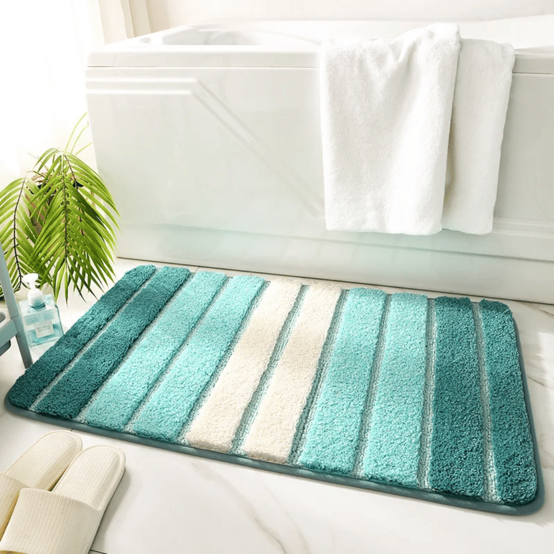 Tappeto Bagno Lavabile a Righe Effetto Soffice
