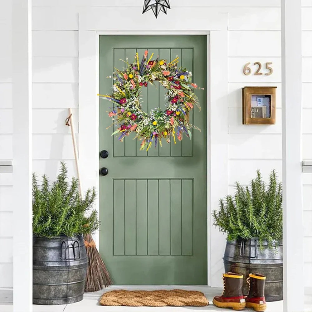 Ghirlanda Decorativa Floreale per Porta con Fiori Artificiali