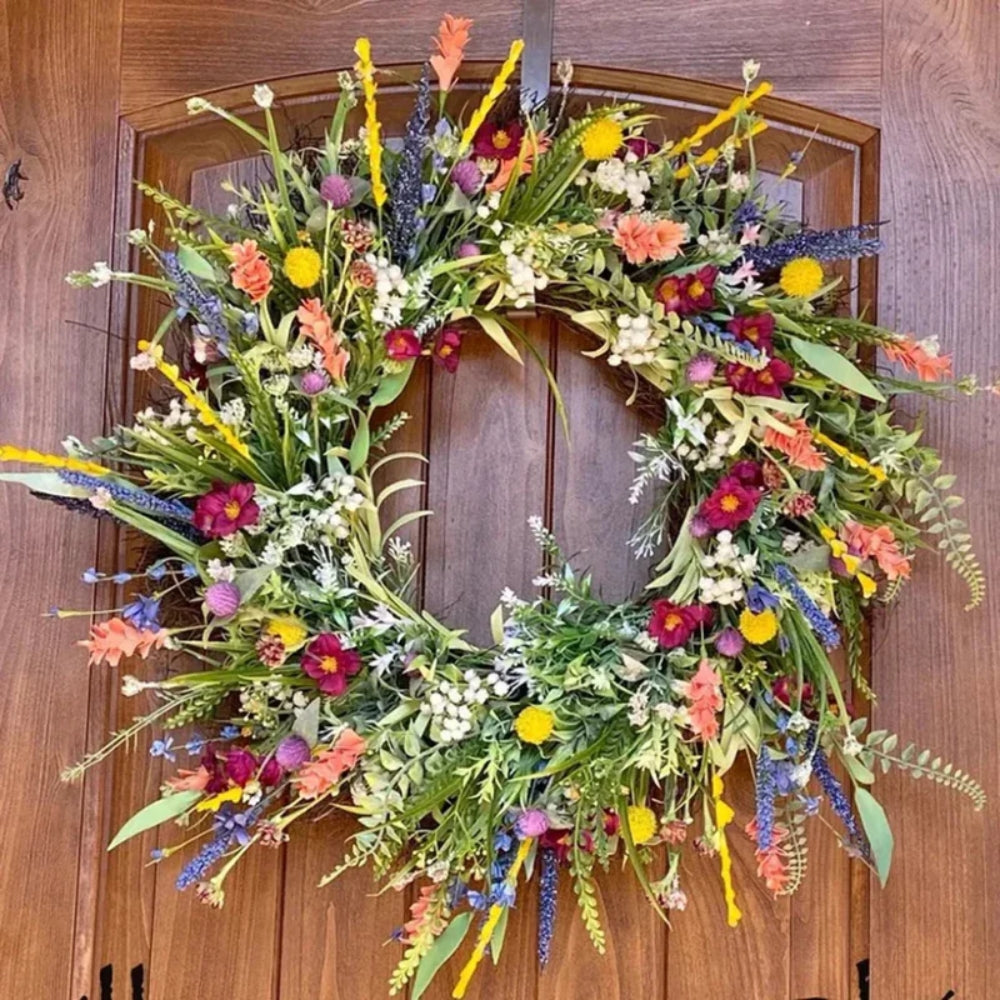 Ghirlanda Decorativa Floreale per Porta con Fiori Artificiali