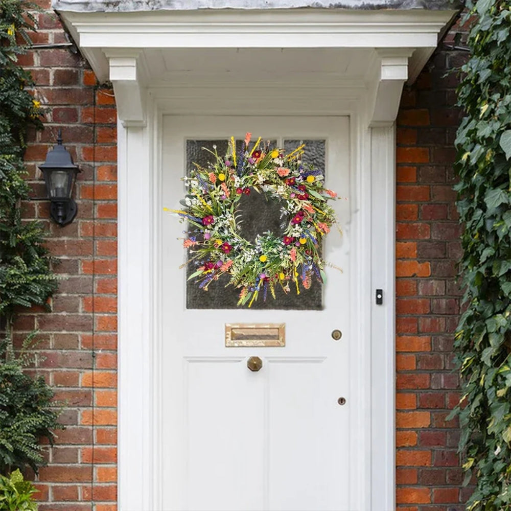 Ghirlanda Decorativa Floreale per Porta con Fiori Artificiali
