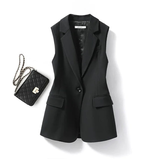 Abito Blazer Scollo a Revers per Donne – Senza Maniche, Adatto per Lavoro e Occasioni Speciali