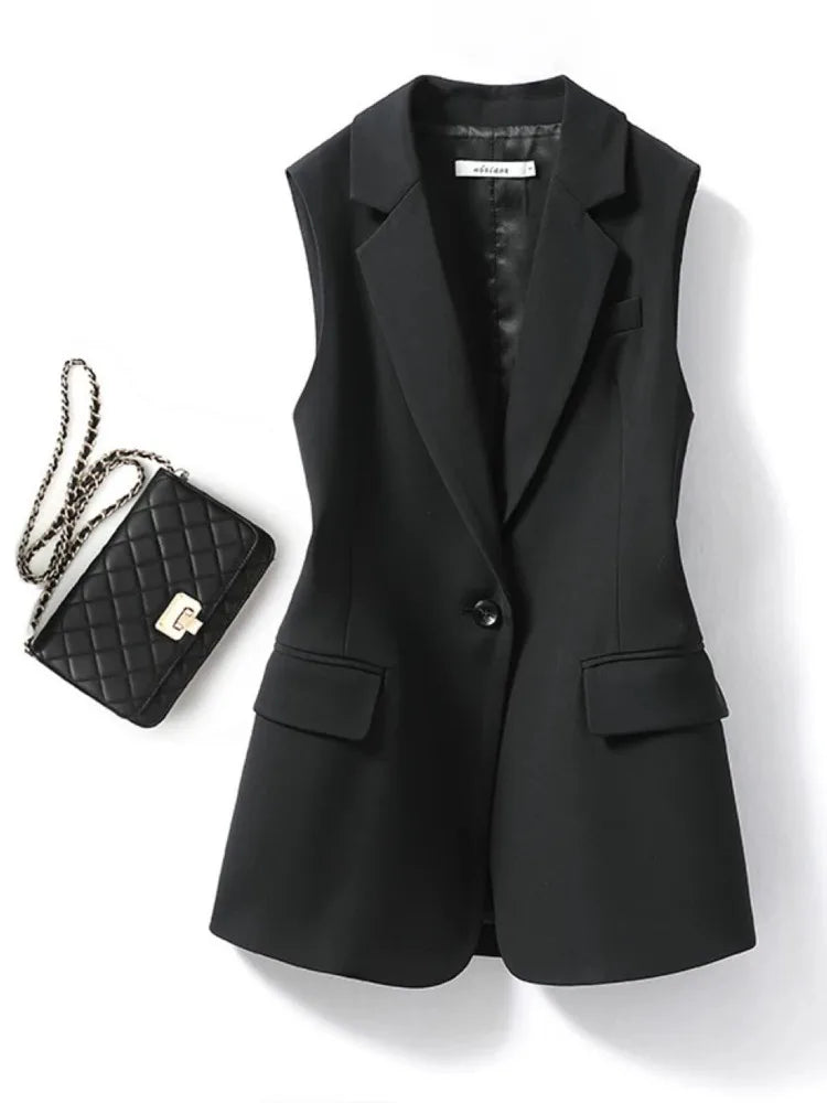 Abito Blazer Scollo a Revers per Donne – Senza Maniche, Adatto per Lavoro e Occasioni Speciali
