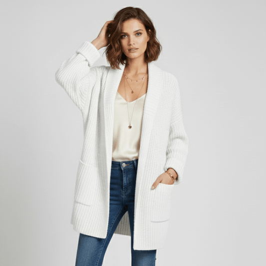 Cardigan Donna Aperto Maniche Lunghe a Vestaglia
