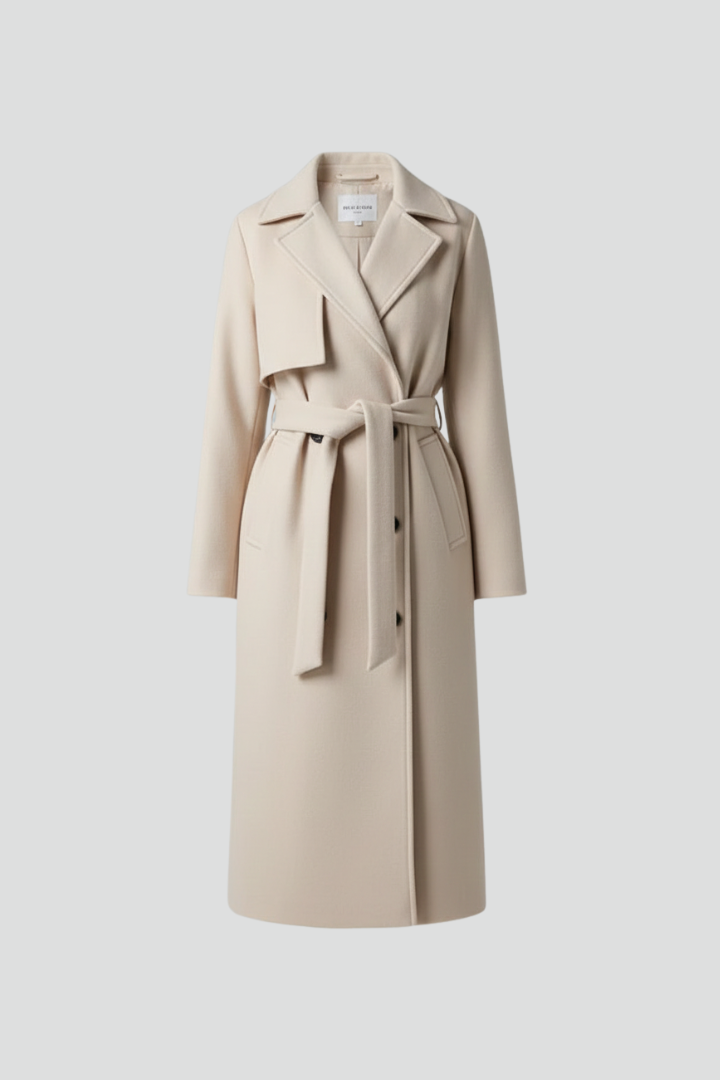 Cappotto Donna Lungo con Cintura e Doppiopetto