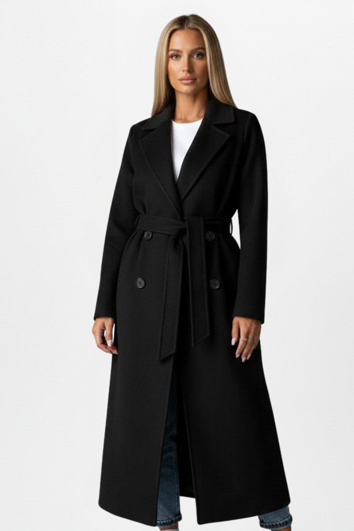 Cappotto Donna Lungo con Cintura e Doppiopetto