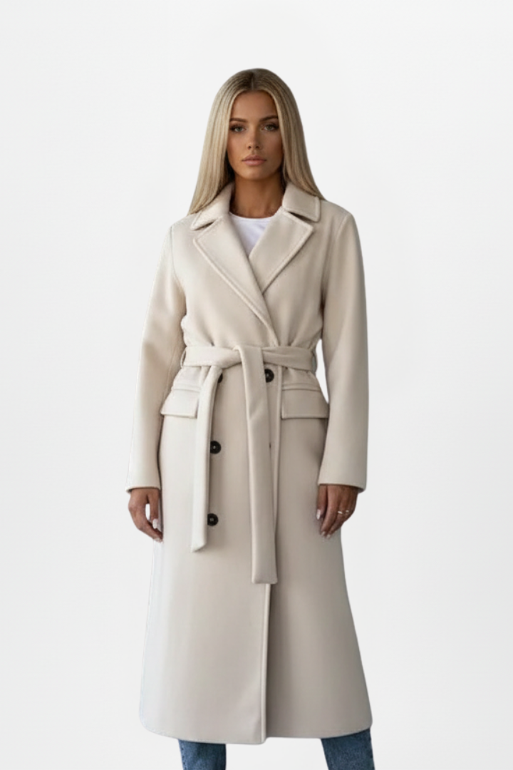 Cappotto Donna Lungo con Cintura e Doppiopetto