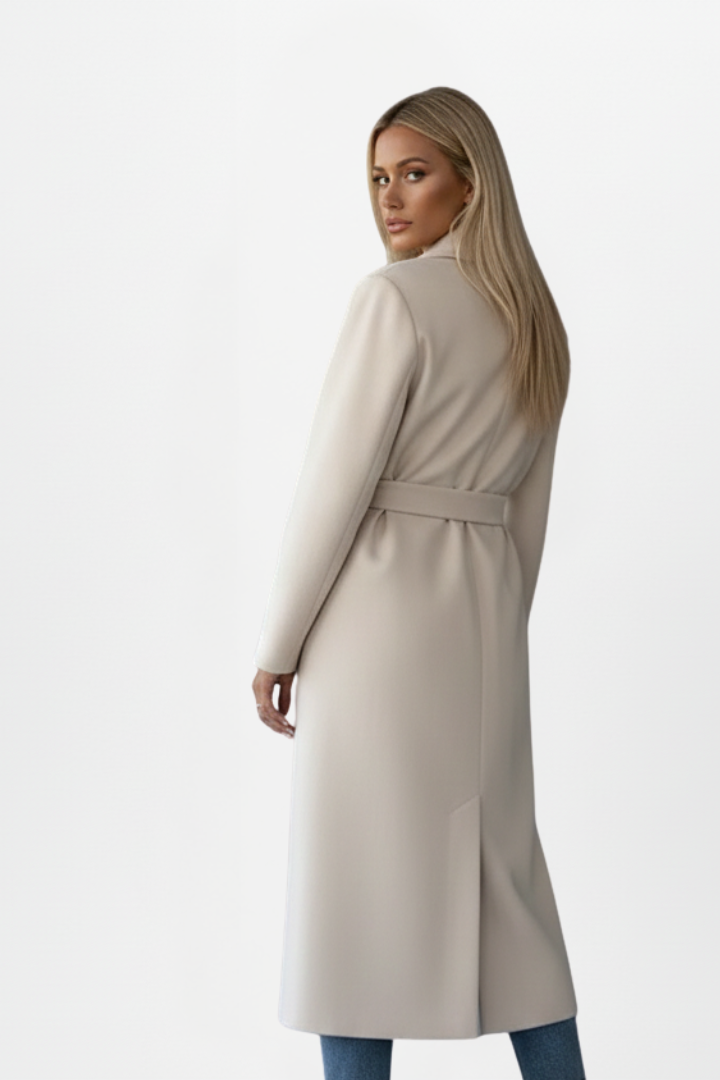 Cappotto Donna Lungo con Cintura e Doppiopetto