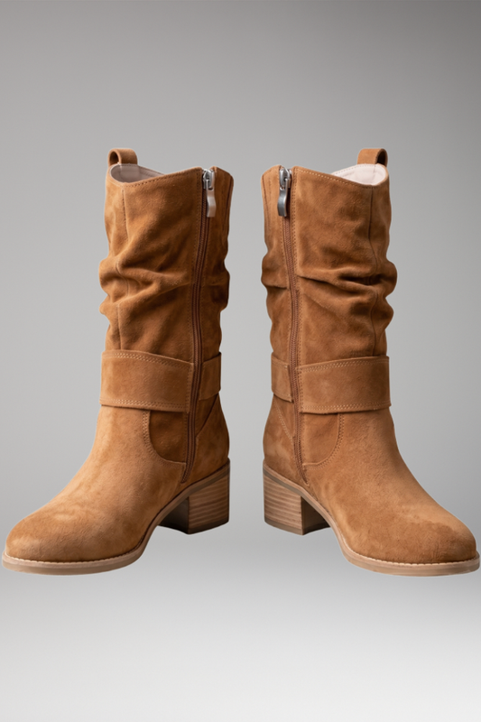 Stivali Donna Ortopedici Slouchy in Camoscio con Zip Laterale