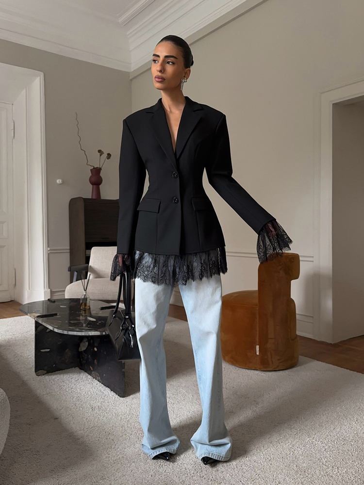 Blazer Donna in Pizzo, Vestibilità Regular