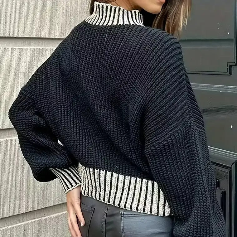 Donna - Maglione a collo alto a coste - Stile maglia accogliente