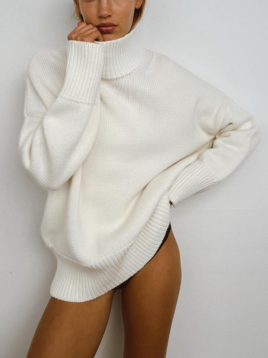 Maglione Donna Dolcevita Misto Lana Girocollo Alto